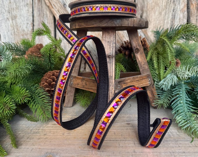 Halloween Ribbon, 3/4" Bedazzled Ribbon,  Farrisilk Ribbon, Jeweled Hallowee Ribbon