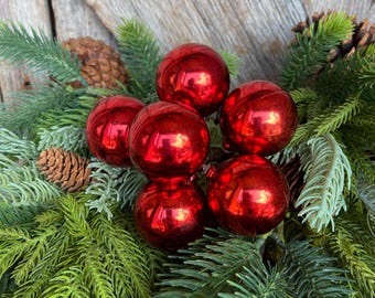 8" Red Ornament Ball Pick, Red Ball Pick, Ornament Pick, Wreath Supply, Ball Pick, Christmas Ornament Pick, Christmas Ornaments