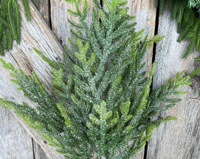 21" Norfolk Iced Pine Spray, Real Touch Norfold Pine, Artificial Pine Spray, Christmas Greenery, Pine Spray, Artificial Greenery, 84361