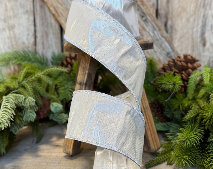 2.5" Silver Ribbon, Silver Metallic Ribbon, Christmas Ribbon, Halloween Ribbon