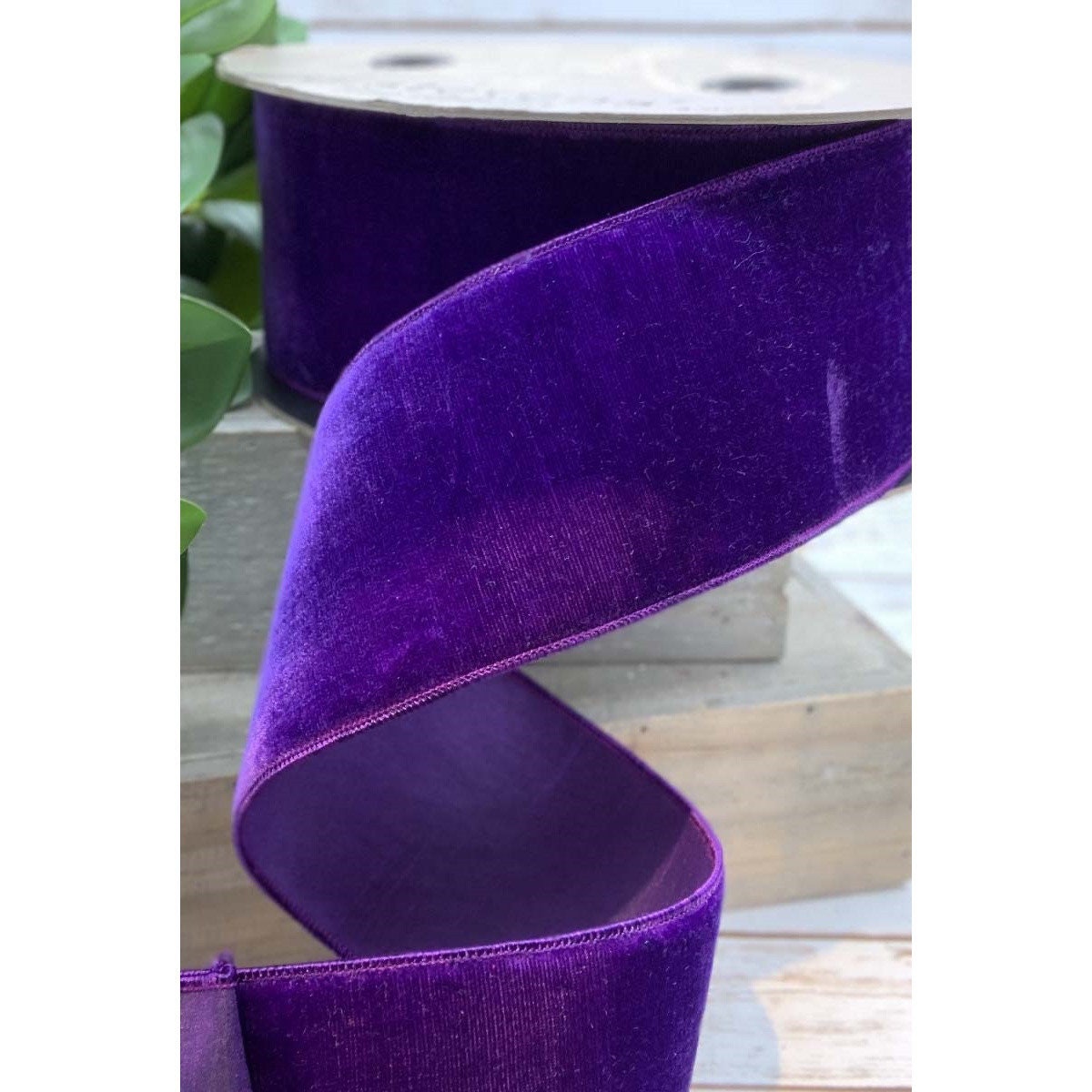 2.5 inch ribbon, Velvet Ribbon, D. Stevens Ribbon, Purple Velvet Ribbon