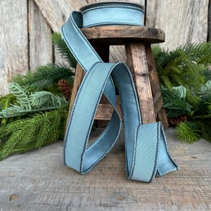 1&quot; Steel Blue Taffeta, Farrislk ribbon, 1 inch Blue Ribbon, Designer Ribbon, Wired Ribbon, Blue Ribbon, Christmas Ribbon, Blue Christmas