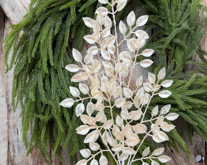 28" Pearl Leaf Spray – Elegant Christmas Greenery