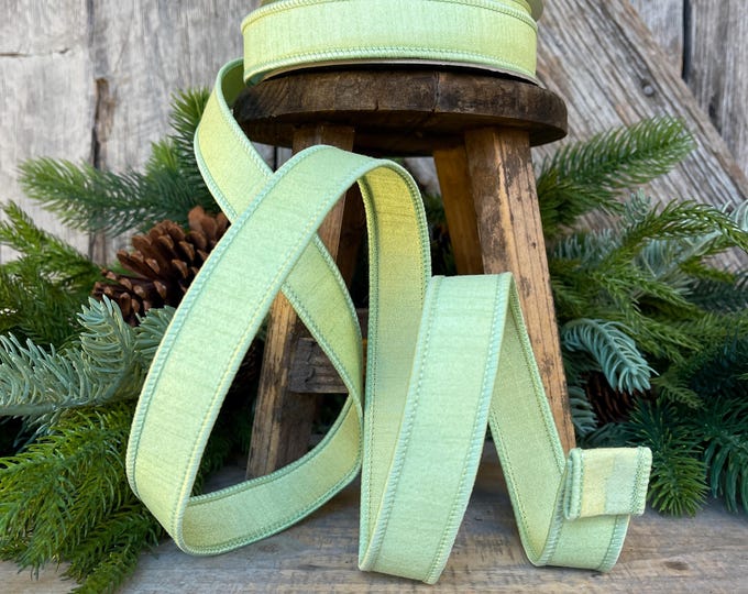 1" Mint Green Dupion Ribbon, Farrisilk Ribbon, Wired Ribbon, Mint Ribbon, Spring Ribbon, Fall Ribbon, Designer Ribbon, Wedding, RK608-13