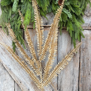 GoldFern Spray, Gold Christmas Tree Spray - 40&quot; Gold Leaf Floral