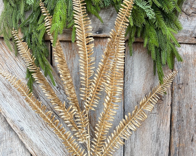 GoldFern Spray, Gold Christmas Tree Spray - 40" Gold Leaf Floral