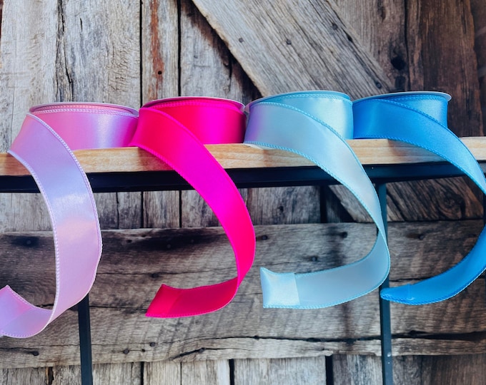 1.5" wired ribbon, satin ribbon, blue ribbon, prom ribbon, wreath supply