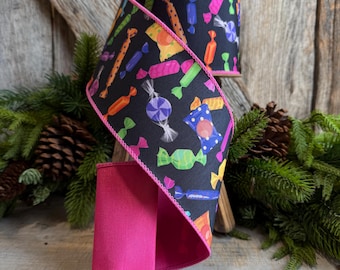 4" Halloween Candy Ribbon, Designer Halloween Ribbon