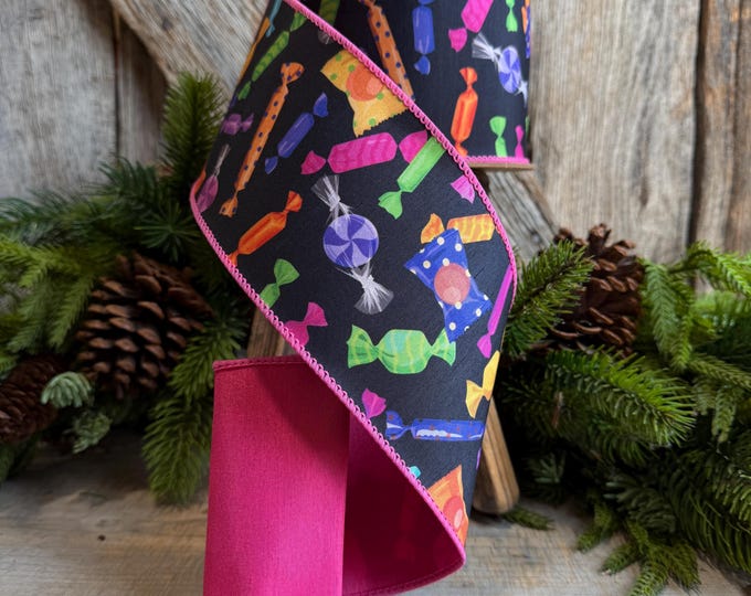 4" Halloween Candy Ribbon, Designer Halloween Ribbon