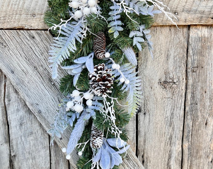 30" Mixed Pinecone Swag, Artificial Pine Swag, Wreath Supply, Christmas Front Door, Christmas Wreath, Pine Swag, Pine Base, Flocked Swag