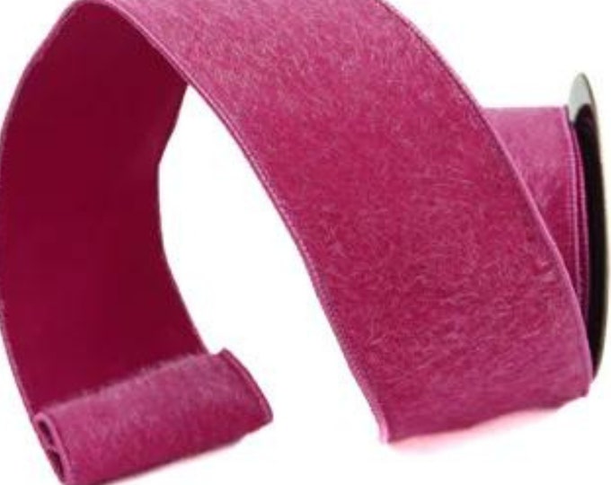 2.5" Hot Pink Fleece Ribbon, Wired Fleece Ribbon, ribbon, Pink Fleece Ribbon, Hot Pink Ribbon, wired ribbon, Pink Christmas Ribbon