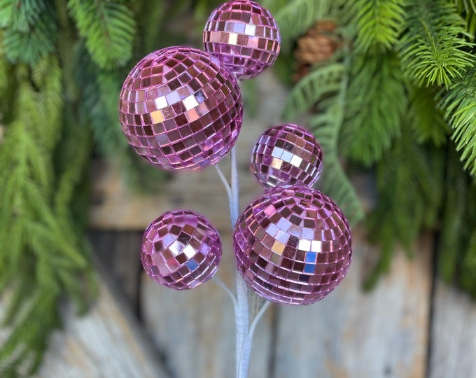 16" Pink Disco Ball Spray, Pinkmas Decor, Pink Disco Balls, Mirror Ball, Pink Christmas Spray, Pink Disco Ball Tree, Pink Christmas,F4432761