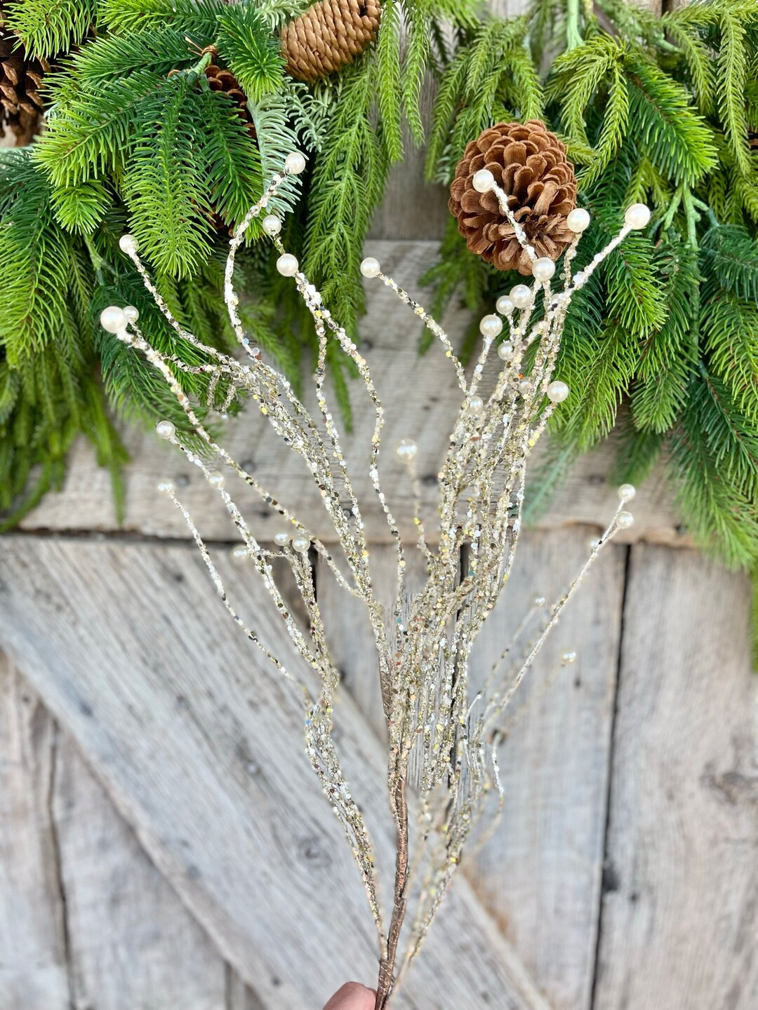 37 Ivory Pearly Willow Spray Farrisilk Christmas Spray Etsy