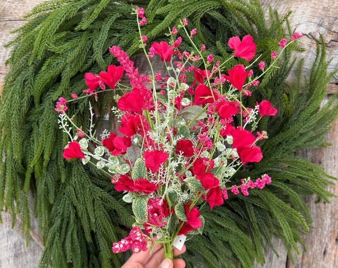 22" Hot Pink Floral Filler Bush, Pink Greenery Bush