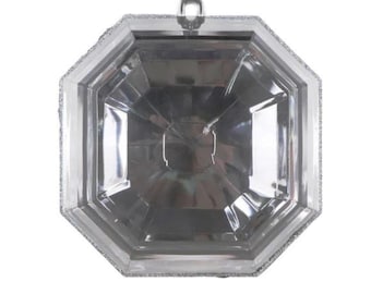 Pewter Silver 6" Jewel Ornament, Square Jewel Ornament, Emerald Square Jewel, Jewel Ornaments