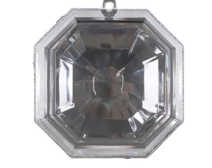 Pewter Silver 6" Jewel Ornament, Square Jewel Ornament, Emerald Square Jewel, Jewel Ornaments