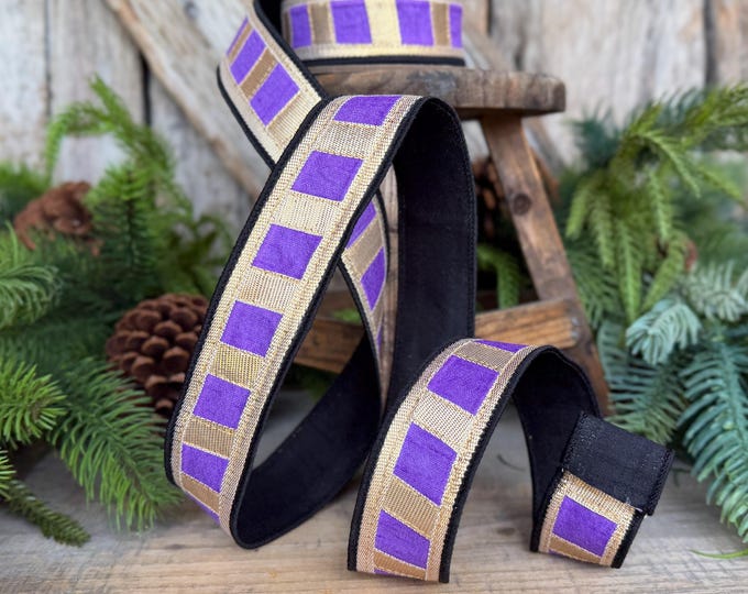 1.5" Halloween Ribbon,  Fantastical Ribbon, Farrisilk Ribbon, Purple Black, HR063-70