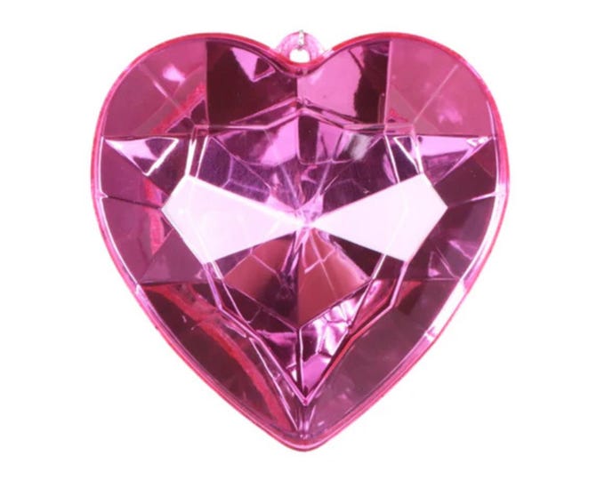 8" Bubblegum Pink Heart Jewel Ornament, Farrisilk Heart Ornament, Valentine Heart, Wreath Attachment, Jewel Heart, Heart Ornament