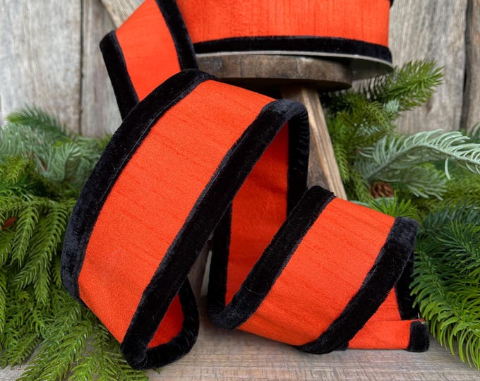2.5" Halloween Ribbon, Farrisilk Ribbon, Halloween Puffs Ribbon, Orange Black Ribbon, Wired Ribbon, HR037-87