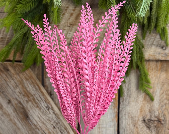 16" Pink Beaded Grass Spray, Pink Greenery, Halloween Beaded Grass