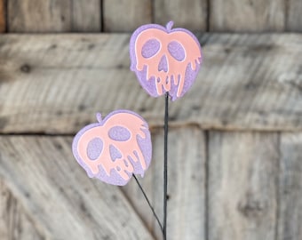 Pink Posion ApplE Spray, Halloween Spray, Halloween Pick, Halloween Wreath Supply, Pink and Purple Posion Apple Stem, Spooky Halloween Decor