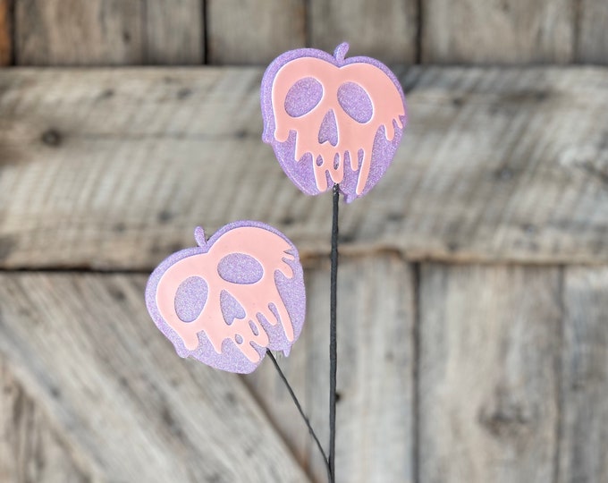 Pink Posion ApplE Spray, Halloween Spray, Halloween Pick, Halloween Wreath Supply, Pink and Purple Posion Apple Stem, Spooky Halloween Decor