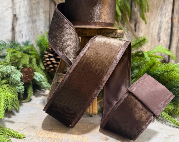 2.5" Chocolate Brown Velvet RIbbon, Woodland Theme Brown Ribbon