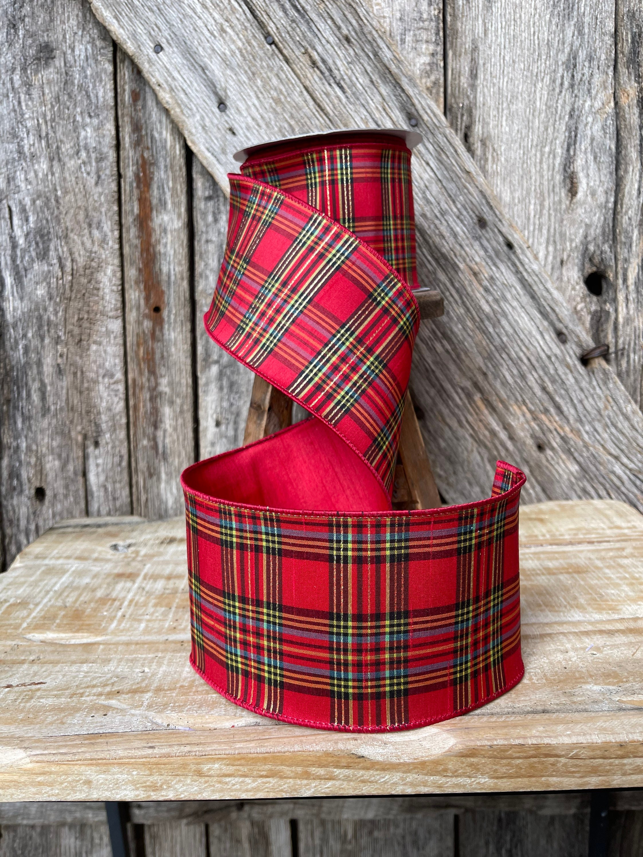 10 yards, Christmas Ribbon, 4 inch Wired Ribbon, christmas Wired Ribbon ...