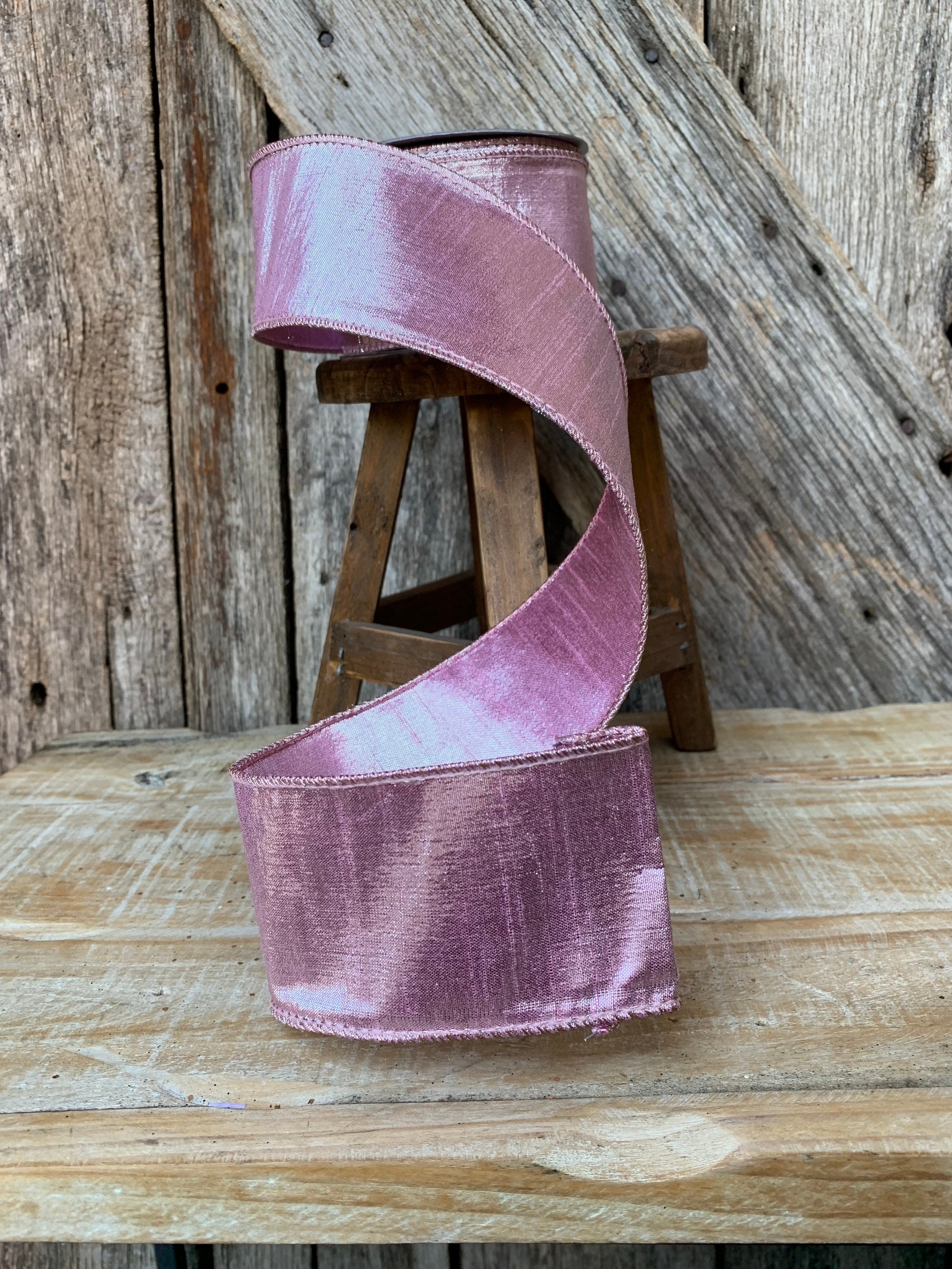 Farrisilk LUXURY 4 x 10 YD Hot Pink Glitter Candy Wired Ribbon