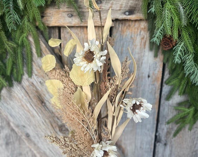 18" Fall Cream Birch Leaf Spray, Fall Greenery Bush, Fall Floral Spray, Wheat colored spray, Harvest Floral Spray, 64430