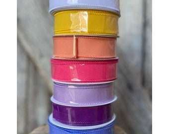 7/8" Ribbon, Solid Color Ribbon, Narrow RIbbon, Wired Ribbon, Craft Supply, Wreath Supply, Ribbon for Bows, Wreath Ribbon