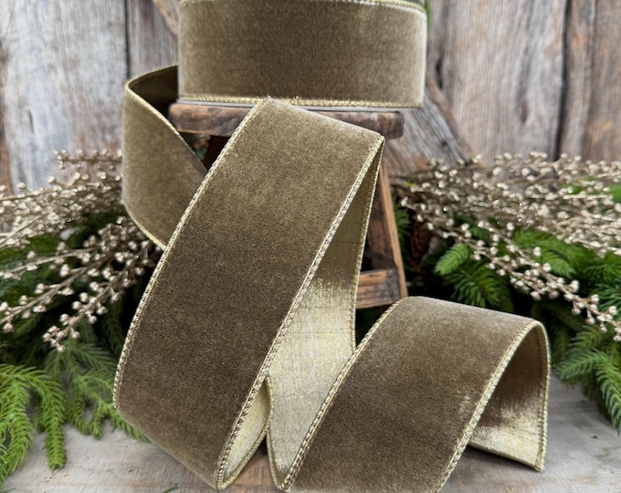 2.5” Mink Velvet Ribbon, Farrisilk ribbon, Velvet ribbon, Christmas Ribbon, Wired Ribbon, wood ribbon, Velvet ribbon, Christmas tree ribbon