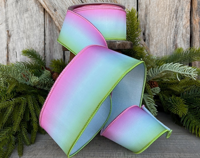 2.5" Pastel Horizon Ribbon, Farrisilk Ribbon, Wired Ribbon, Blue Ombre Ribbon, Spring Summer Ribbon, Pastel Ribbon, SR055-32