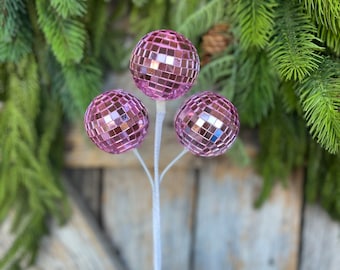 10" Pink Disco Ball Spray, Pinkmas Decor, Pink Disco Balls, Mirror Ball, Pink Christmas Spray, Pink Disco Ball Tree, Pink Christmas,F4432739