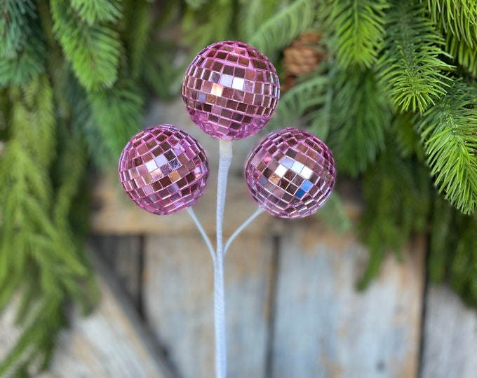 10" Pink Disco Ball Spray, Pinkmas Decor, Pink Disco Balls, Mirror Ball, Pink Christmas Spray, Pink Disco Ball Tree, Pink Christmas,F4432739