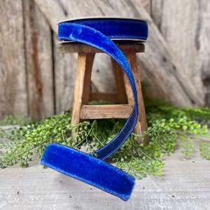 1&quot; Blue Velvet Luster Wired Ribbon, Farrisilk Ribbon, Velvet Ribbon, Royal Blue Velvet Ribbon, Christmas Ribbon, Wired Ribbon, Holiday Decor