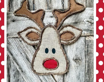Rudolph door hanger, Christmas door hanger, Christmas front door, farmhouse Christmas