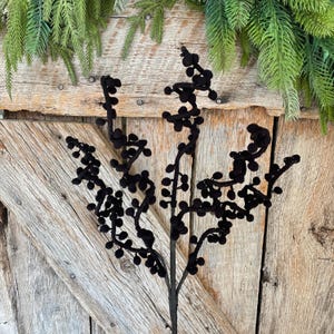 31&quot; Black Ball Twig Spray, Halloween Spray, Halloween Floral, Halloween Picks and Stems, Black Floral Spray, Black Floral Stem, 57254BK