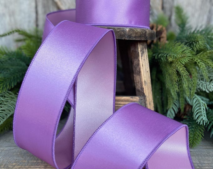 Lavender Pink Satin Wired Ribbon - Farrisilk Christmas Ribbon, 2.5" x 10yds