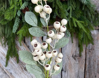 30" Cream Berry Spray, Fall Berry Spray, Artificial Berry Spray, Christmas Berry Spray, Berry Cluster, Fall Floral Spray, Christmas Floral
