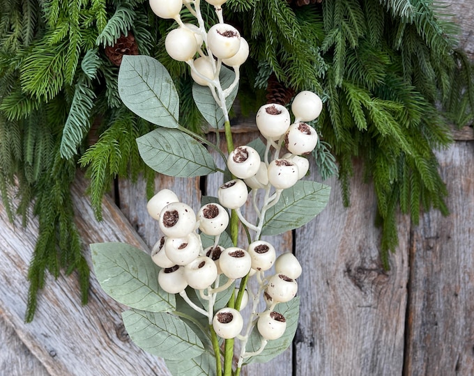 30" Cream Berry Spray, Fall Berry Spray, Artificial Berry Spray, Christmas Berry Spray, Berry Cluster, Fall Floral Spray, Christmas Floral