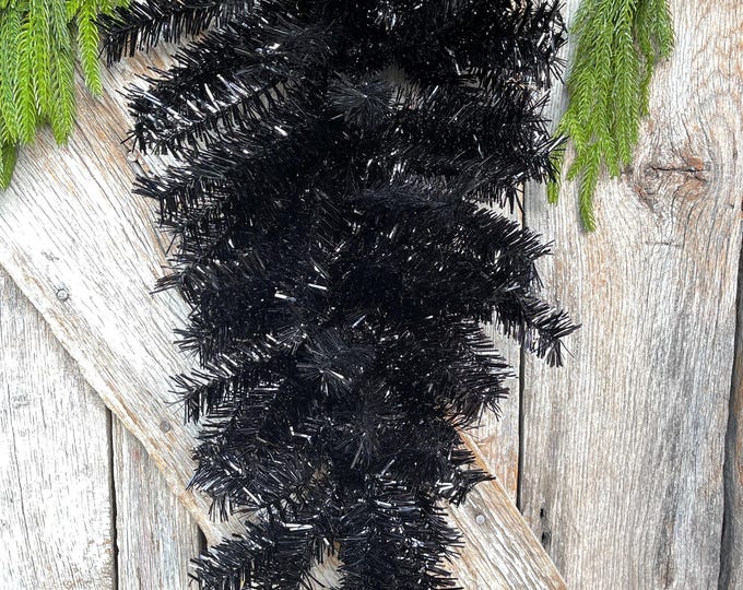 24" Black Teardrop Pine Swag, Swag Base, Black Pine Wreath, Halloween Decor, Halloween Wreath Supply, Black Pine Wreath, 85424-BK