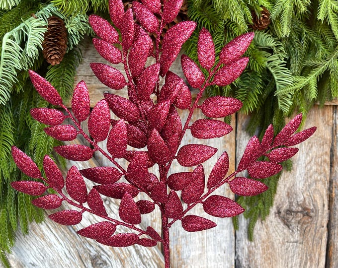 22" Burgundy Honey Locust Spray, Christmas Spray, Burgundy Christmas Tree Spray,