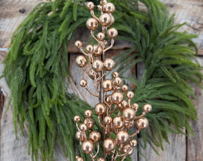 27" Gold Berry Spray, Christmas Berry Spray, Christmas Berries, Gold Christmas Spray