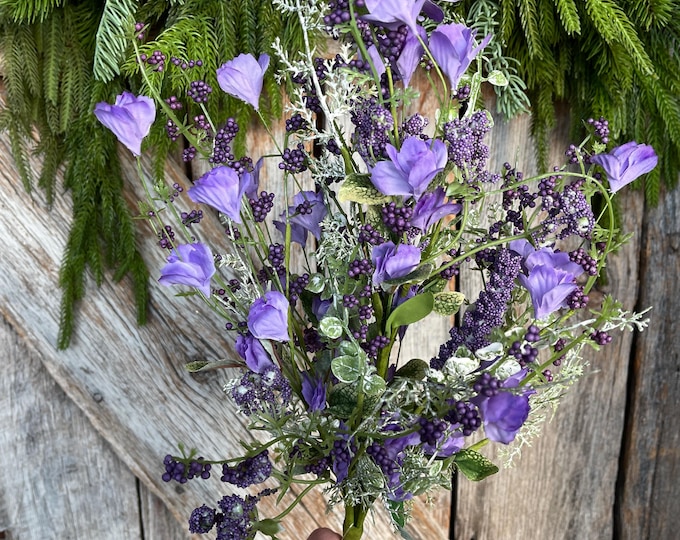 22" Purple Floral Filler Bush, Purple Greenery Bush