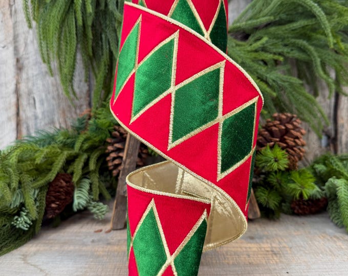 4" Velvet Drum Ribbon, Christmas Drummer Boy Ribbon, Nutcracker Ribbon