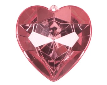 8" Light Pink Heart Jewel Ornament, Farrisilk Heart Ornament, Valentine Heart, Wreath Attachment, Jewel Heart, Heart Ornament