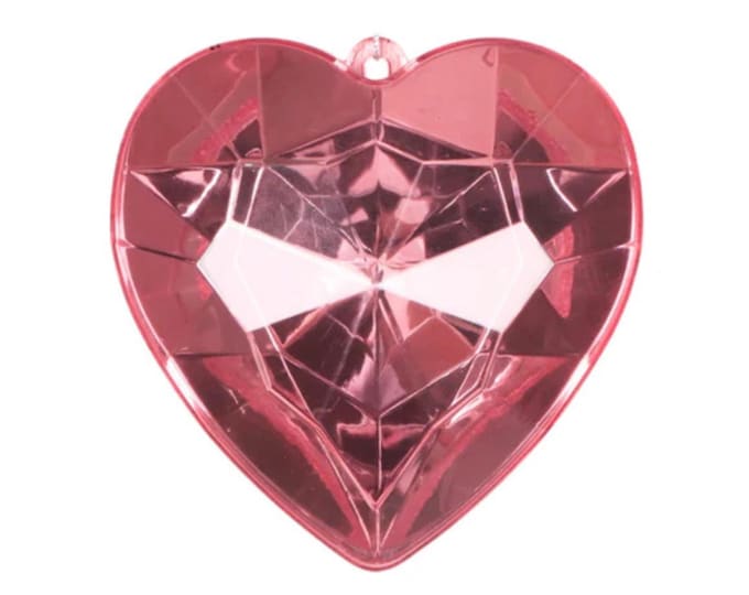 8" Light Pink Heart Jewel Ornament, Farrisilk Heart Ornament, Valentine Heart, Wreath Attachment, Jewel Heart, Heart Ornament