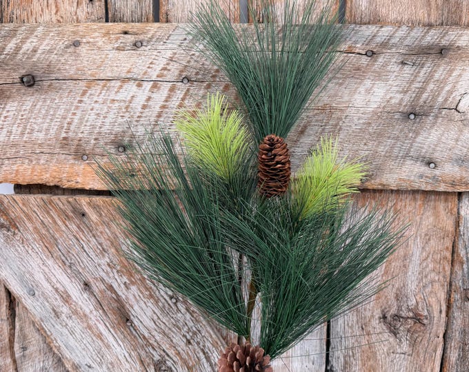 31.5" Long Needle Pine Spray with Pinecones, Artificial Christmas Greenery