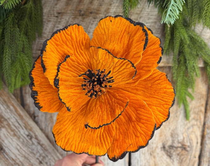 11" Orange Halloween Floral, Orange Fantasy Flower, 57222OR